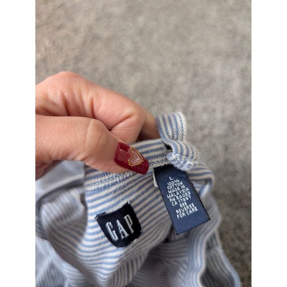 Vintage 1999 Gap Blue White Striped Cotton Star Applique Dress Large - Picture 5 of 6